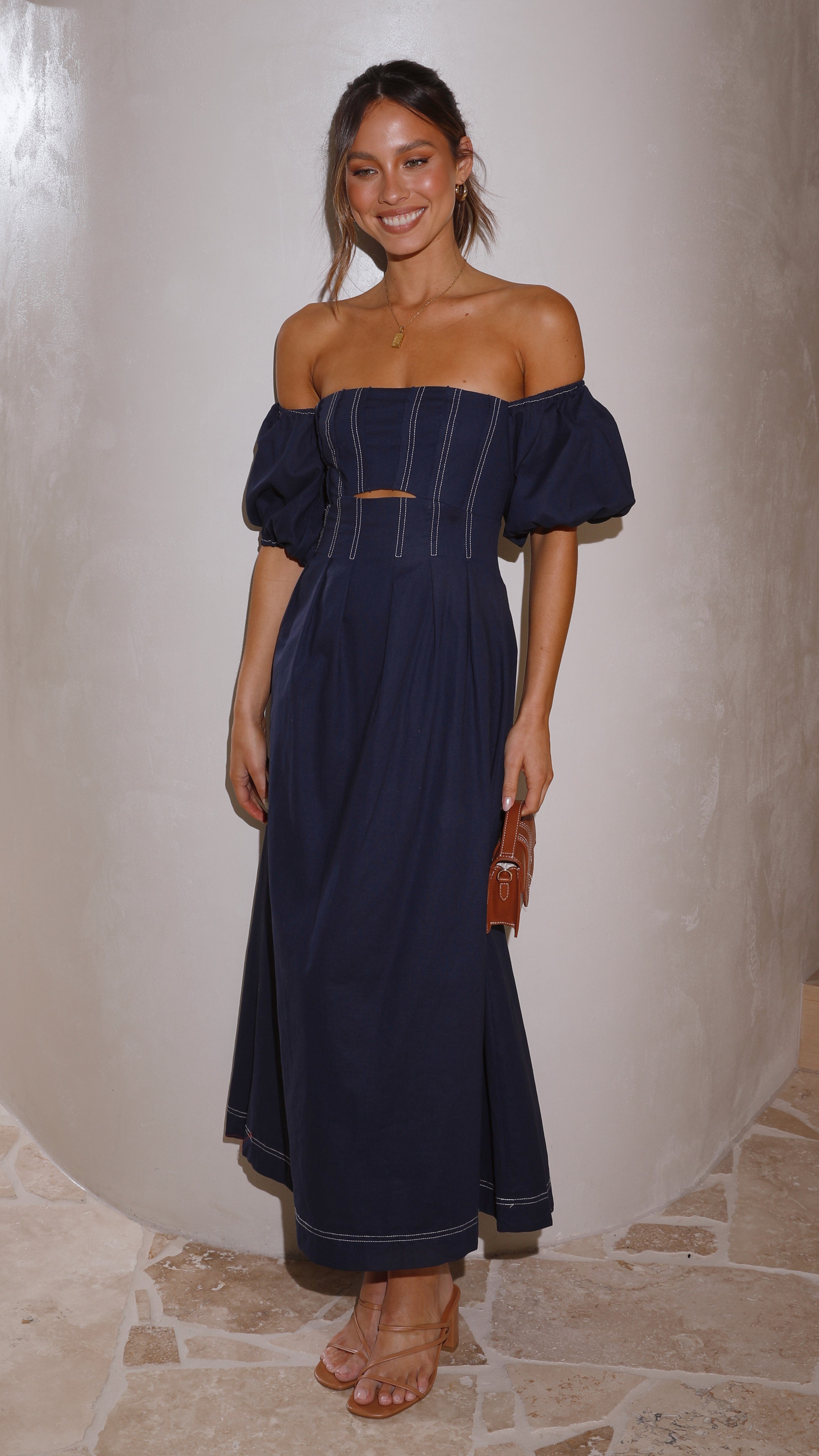 Claira Midi Dress - Navy